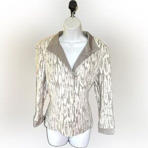 Lafayette 148 Ivory and Gray Women’s Jacket Blazer